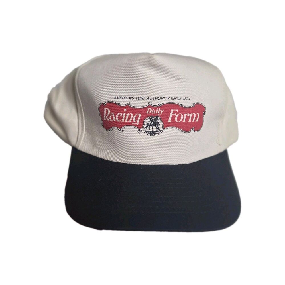Vintage Daily Racing Form Hat Snapback Horse Racing Turf Authority Cream Two...